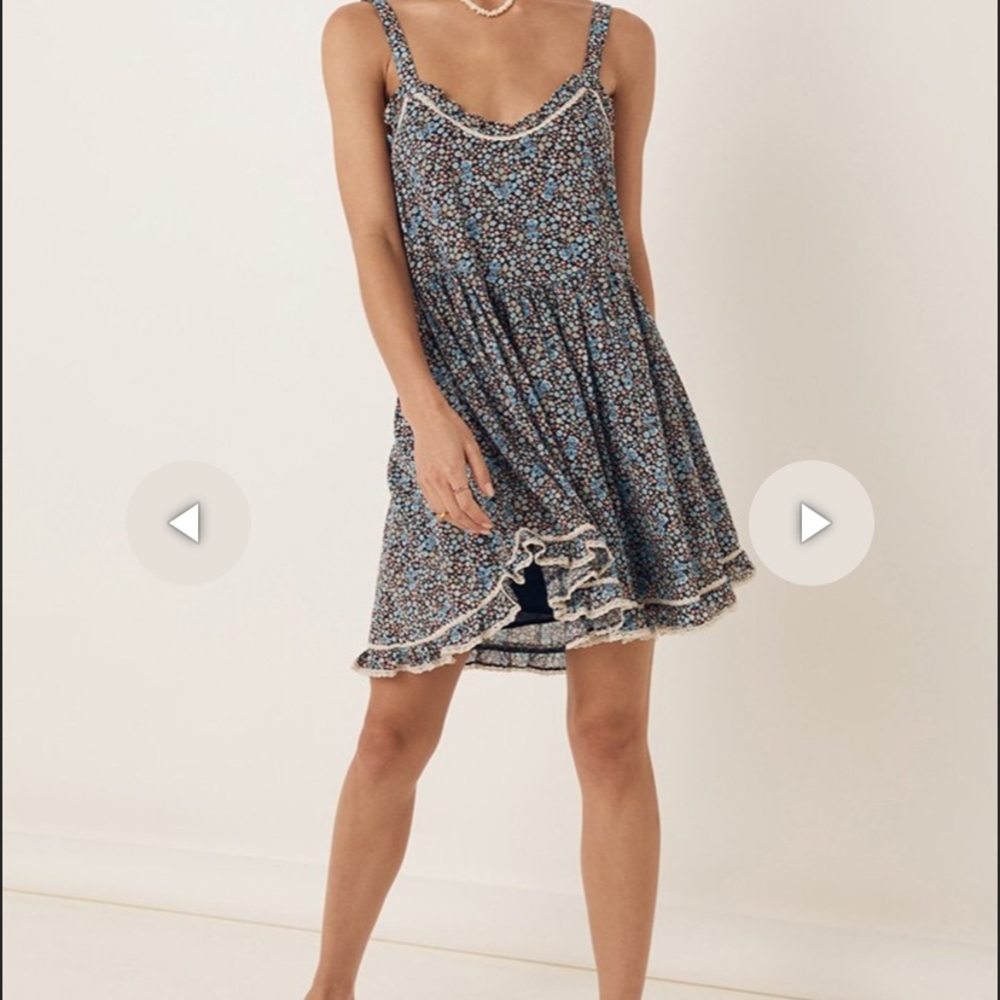 THE NAVY POPPY STRAPPY MINI DRESS